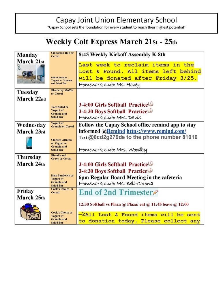 Weekly Colt Express March 21st - 25th
