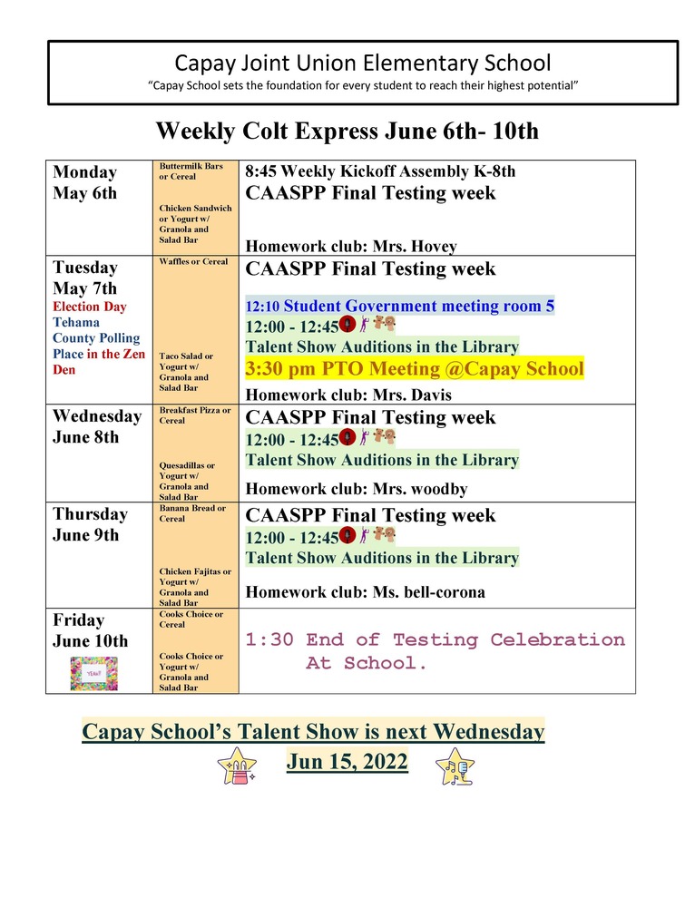 Weekly Colt Express June 6th - 10th