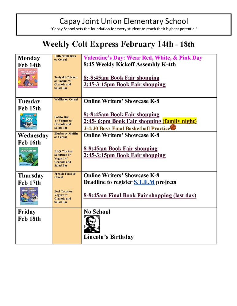 Weekly Colt Express Feb 14th - 18th 