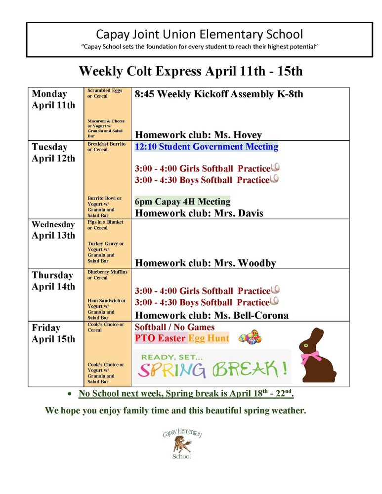 Weekly Colt Express April 11th - 15th 