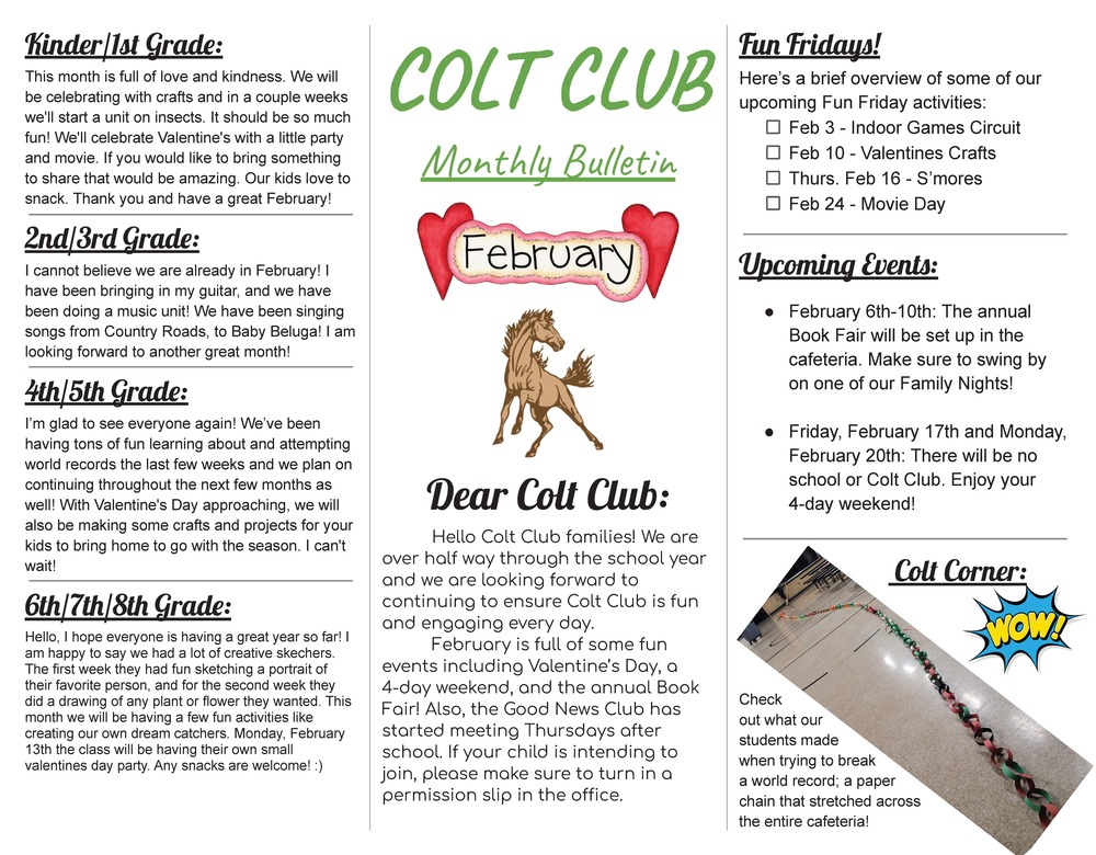 Colt Club Monthly Bulletin For February