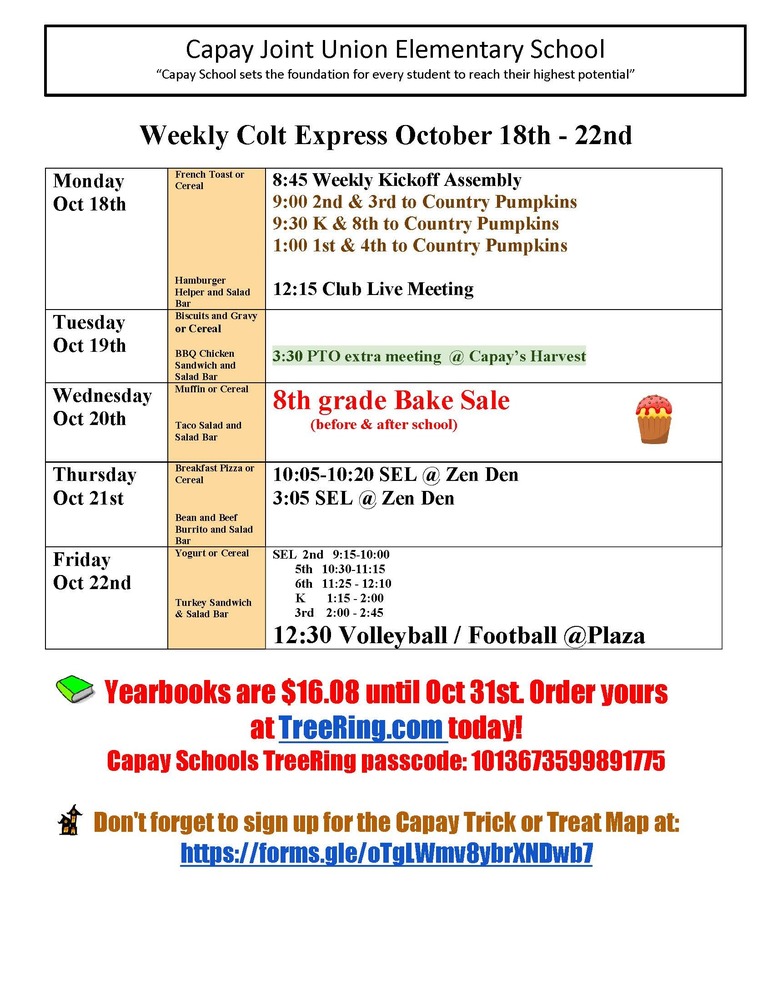 Weekly Colt Express Oct 18th - 22nd 