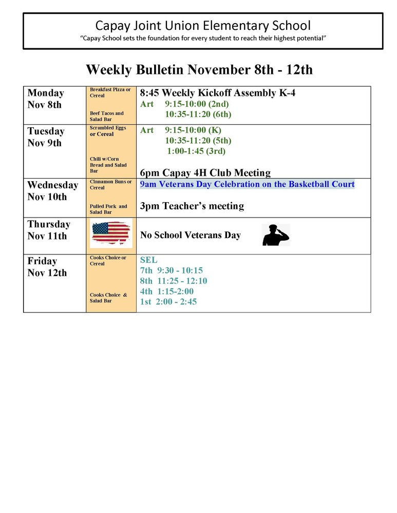 Weekly Colt Express Nov 8th - 12th