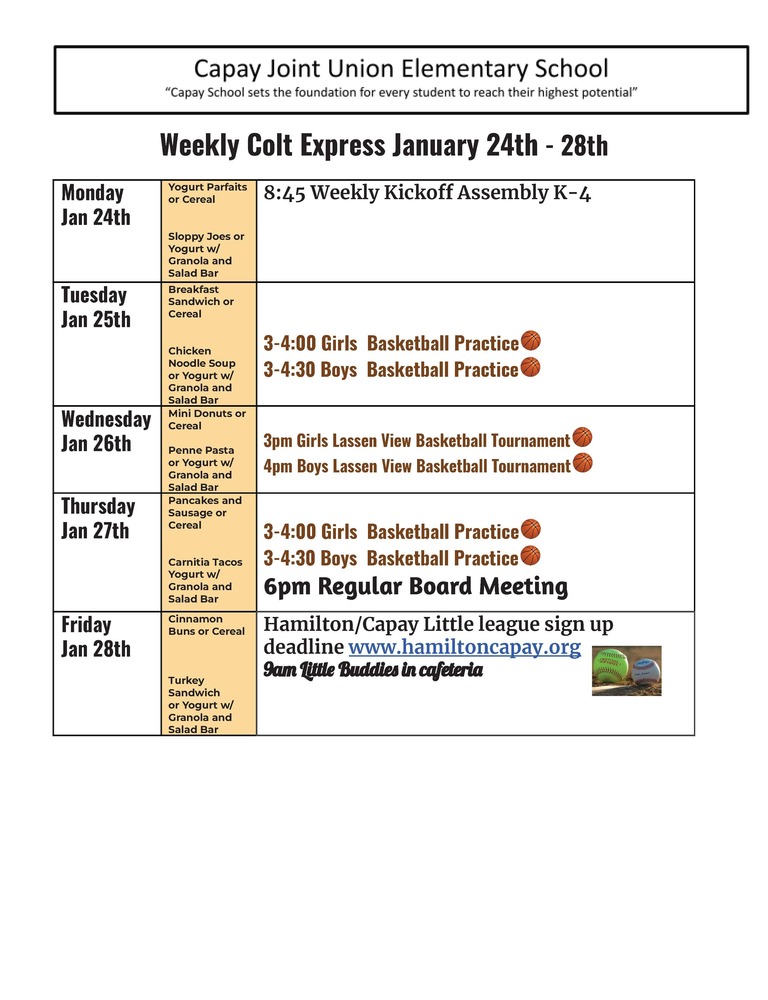 Weekly Colt Express Jan 24th - 28th
