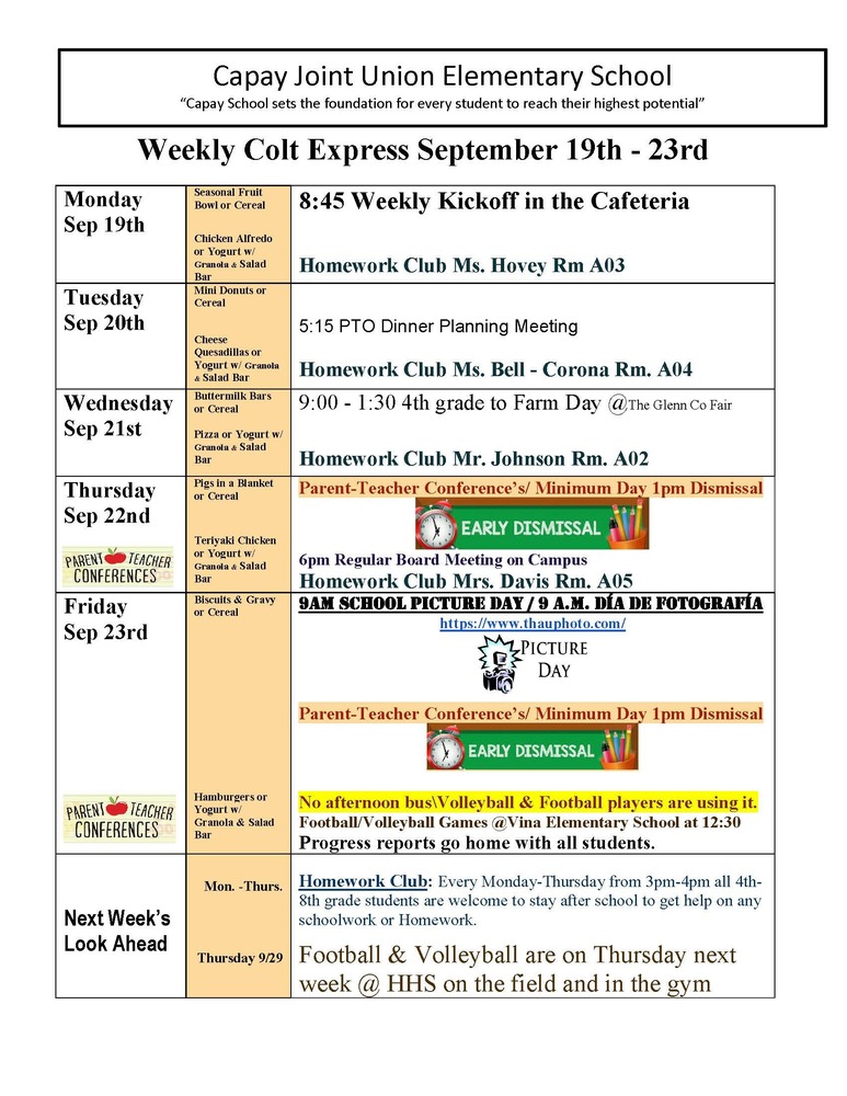 Weekly Colt Express September 19th - 23rd