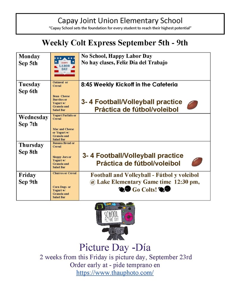 Weekly Colt Express September 5th - 9th