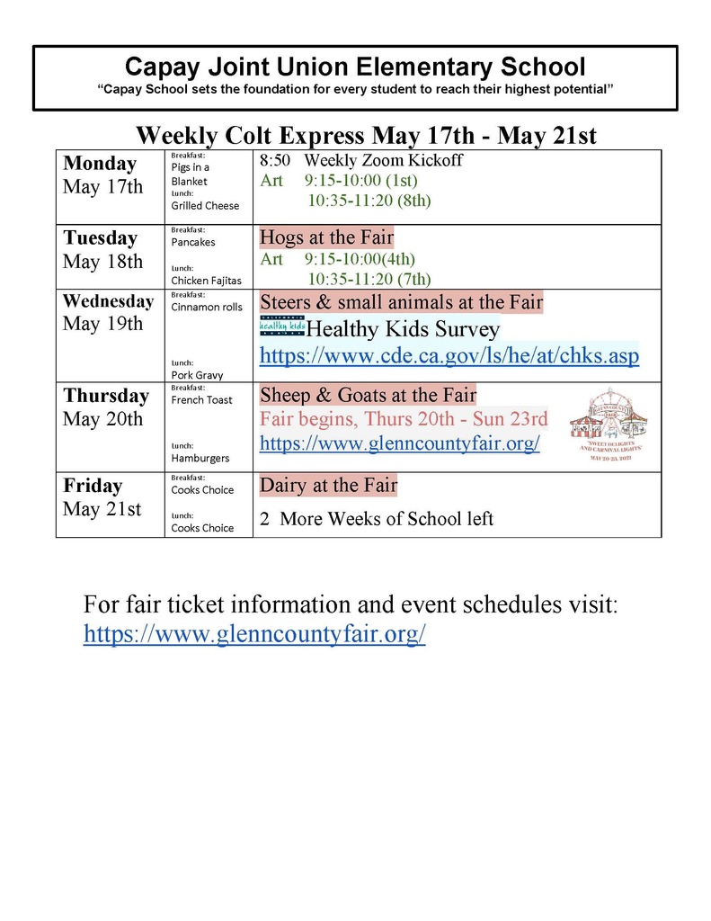 Weekly Colt Express May 17th - 21st