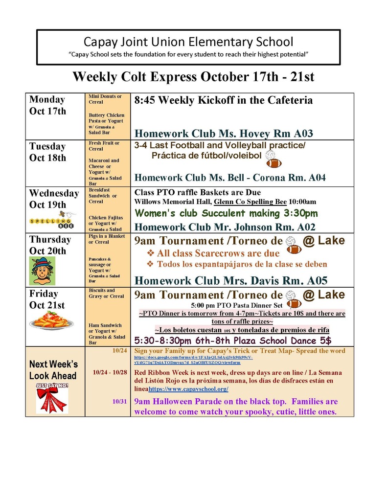 Weekly Colt Express Oct 17th - 21st