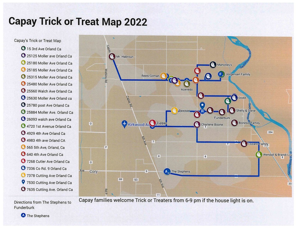 2022 Capay Trick or Treat Map