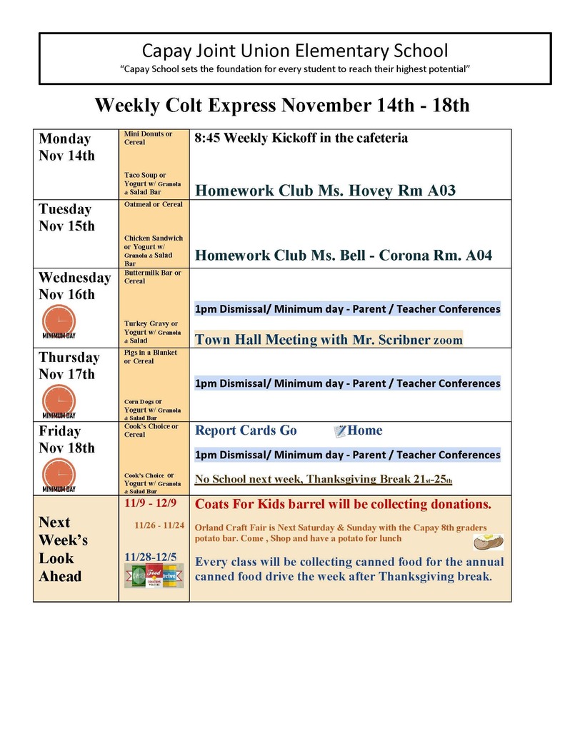 Weekly Colt Express November 14th - 18th