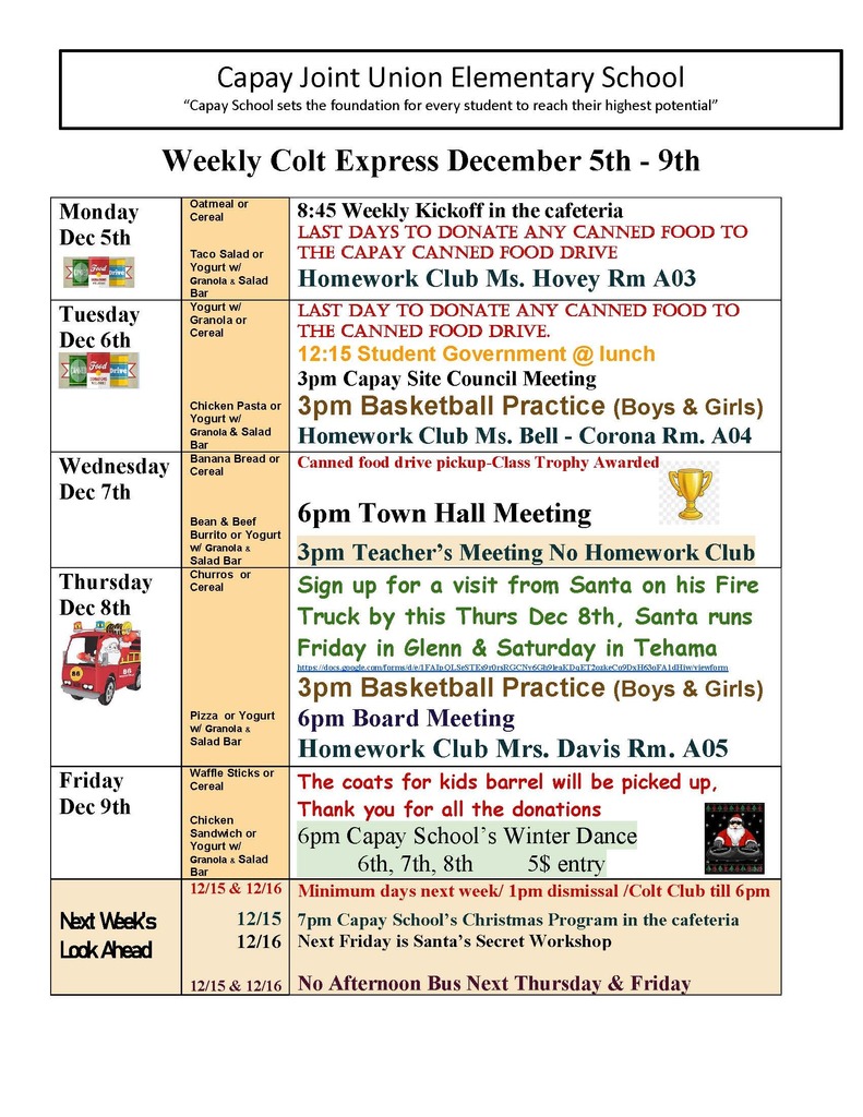 Weekly Colt Express Dec 5th - 9th