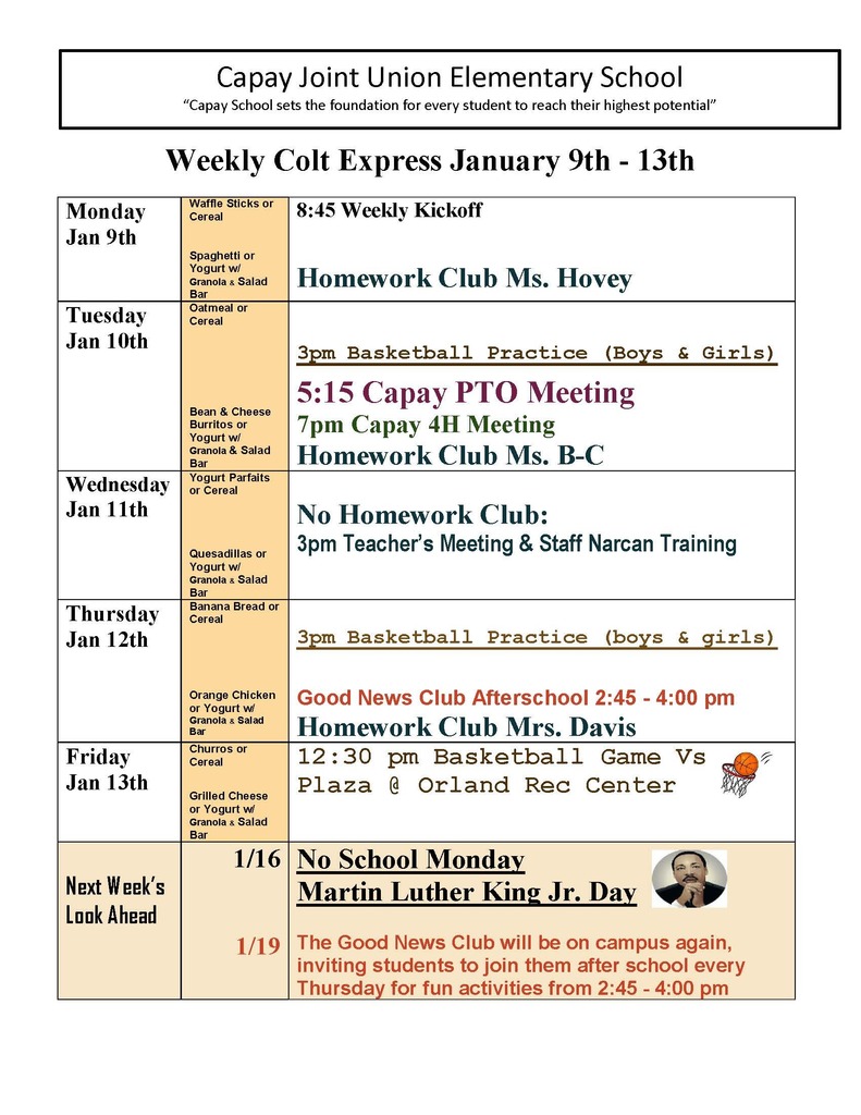 Weekly Colt Express Jan 9th - 13th