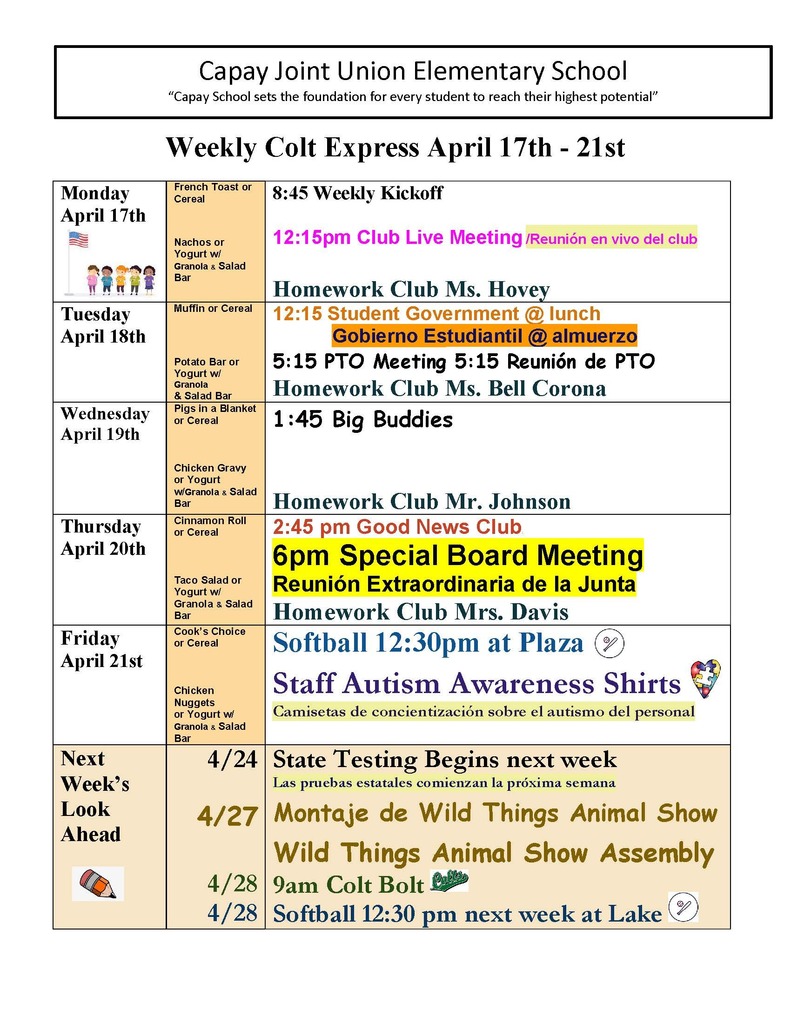Weekly Colt Express April 17th - 21st