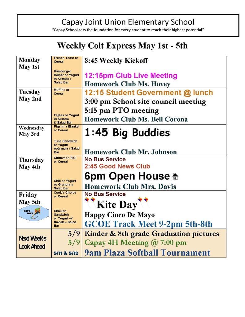 Weekly Colt Express May 1st - 5th